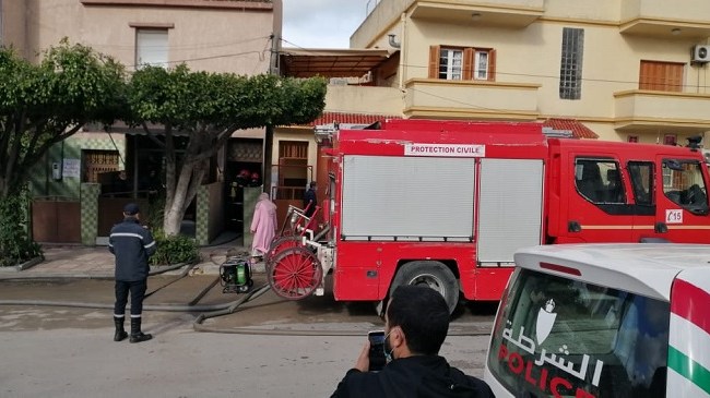 حريق مهول يلتهم مستودع لتخزين النسيج بطنجة