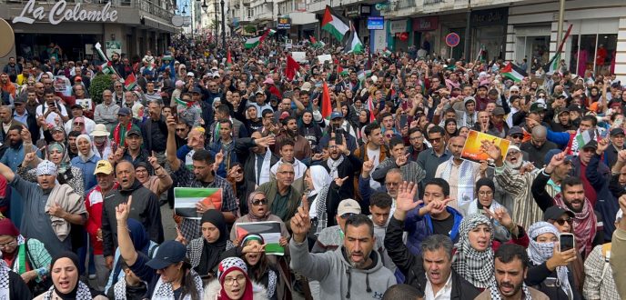 مسيرة شعبية حاشدة بطنجة للمطالبة بوقف المجازر في حق الفلسطينيين
