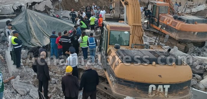 انتشال جثة الحارس ضحية انهيار عمارة قيد الإنشاء بطنجة
