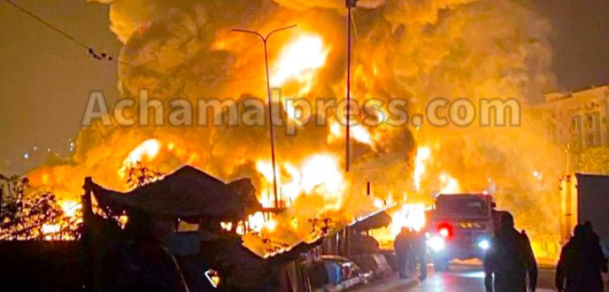 حريق يأتي على 70 ألف صندوقا للتعبئة بسوق الجملة للخضر في تطوان